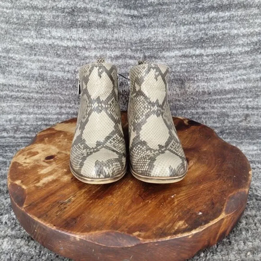 Lucky Brand Basel Bootie Womens 6 Snake Print Double Zip Leather‎ Ankle Boots